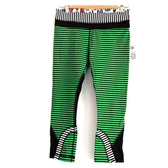 lululemon athletica Green and Black Striped Cropped Pants - Picture 1 of 5